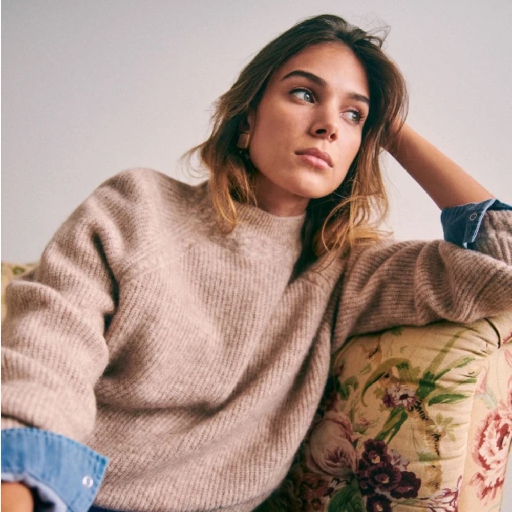 Sézane Otis Jumper - Mottled Beige, XS